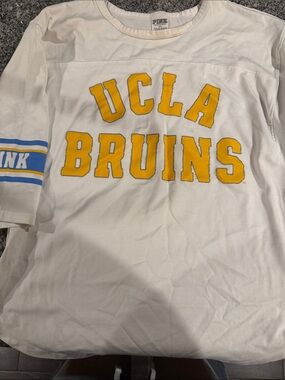 PINK Victoria's Secret White Tee with Yellow & Blue UCLA Appliqué